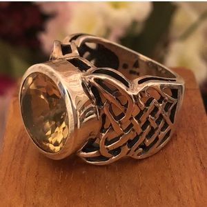 Vintage Silpada Sterling Silver and Citrine Statement Ring Size 7